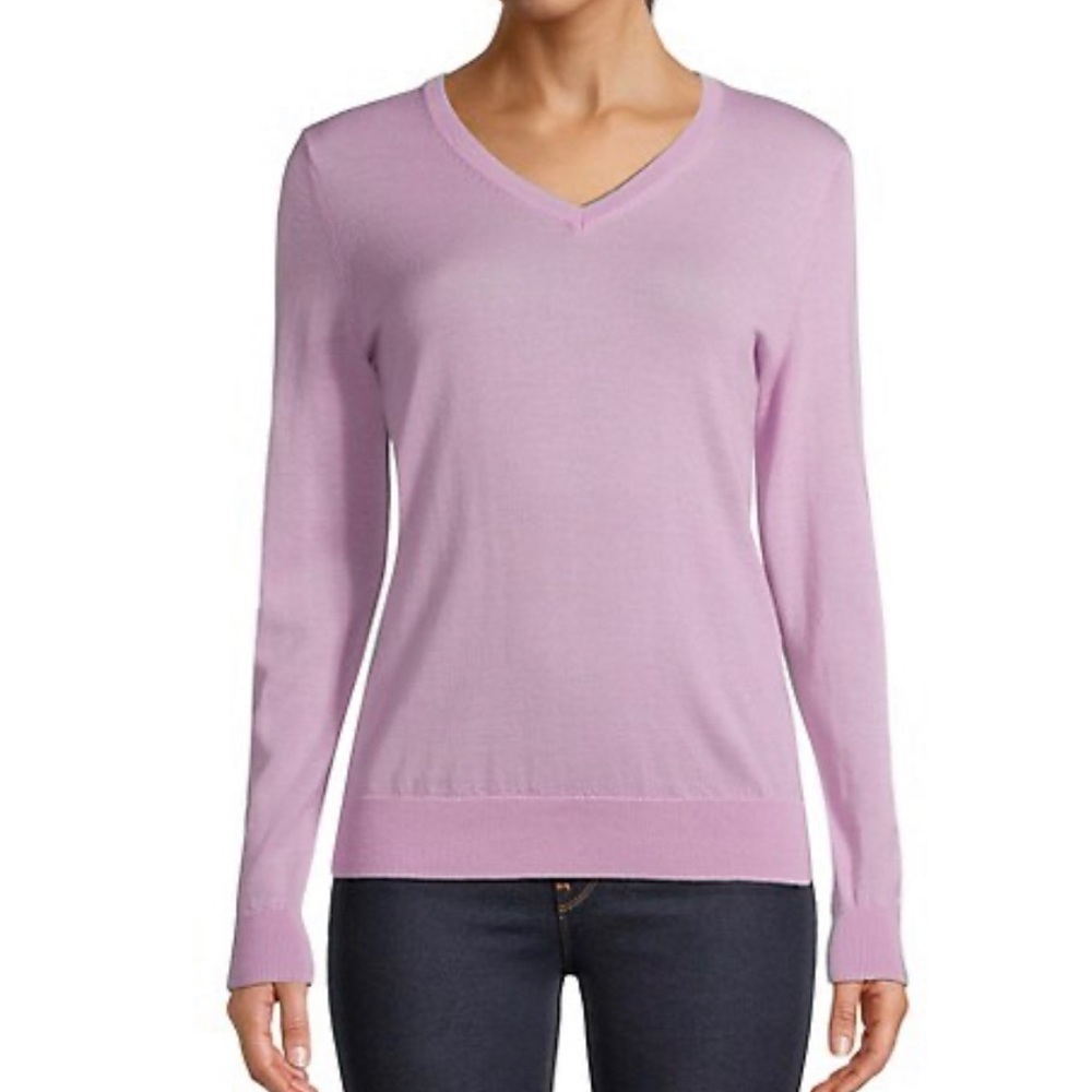 En Thread Merino Wool V-neck Top